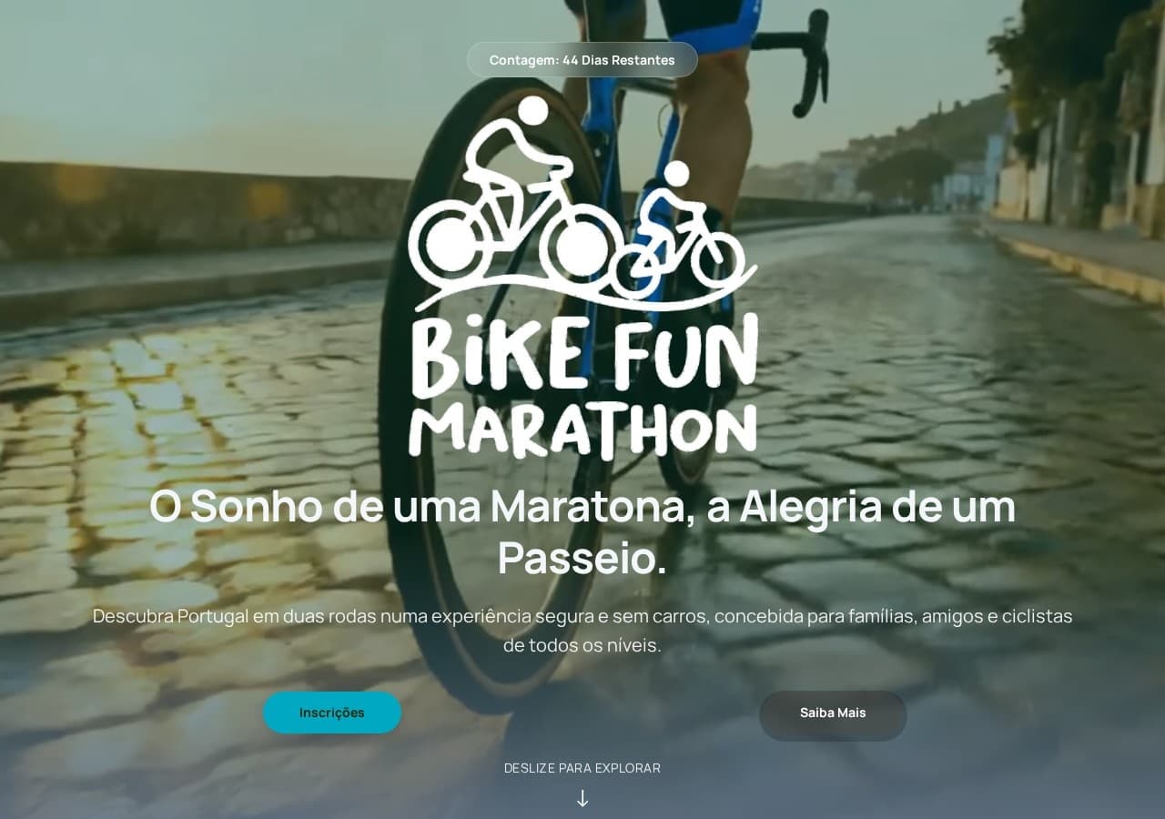 Página inicial do projeto Bike Fun Marathon
